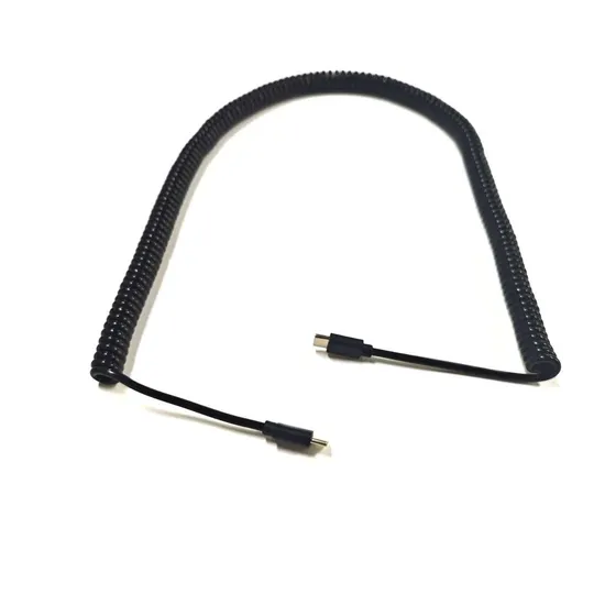 4X24AWG USB Type C Male to Male Retractile Coiled Spiral Cable Retractable Coiled Coil Cord 