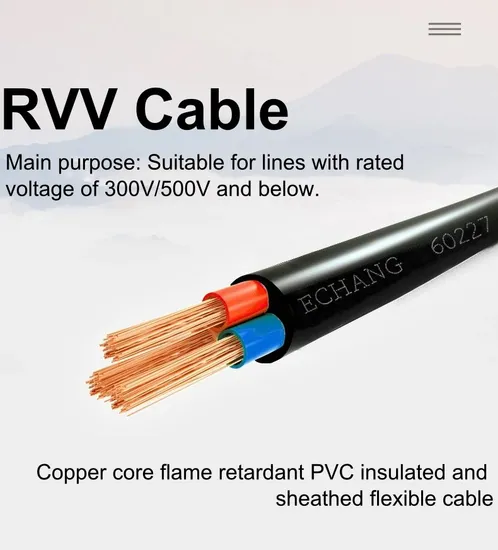 Rvv4 Core 0.3 0.5 0.75 1.0 1.5 2.5 mm2 Copper Core Power Cable Soft Sheath PVC Flexible Control Cable 